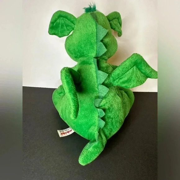 Aurora Green Dragon Plush Stuffed Animal Yellow Eyes Belly Wings Tooth - Picture 9 of 11